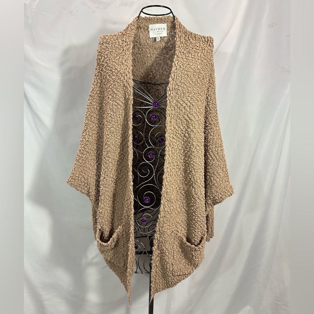 Hayden Los Angeles brown boucle open front cardigan size M/L